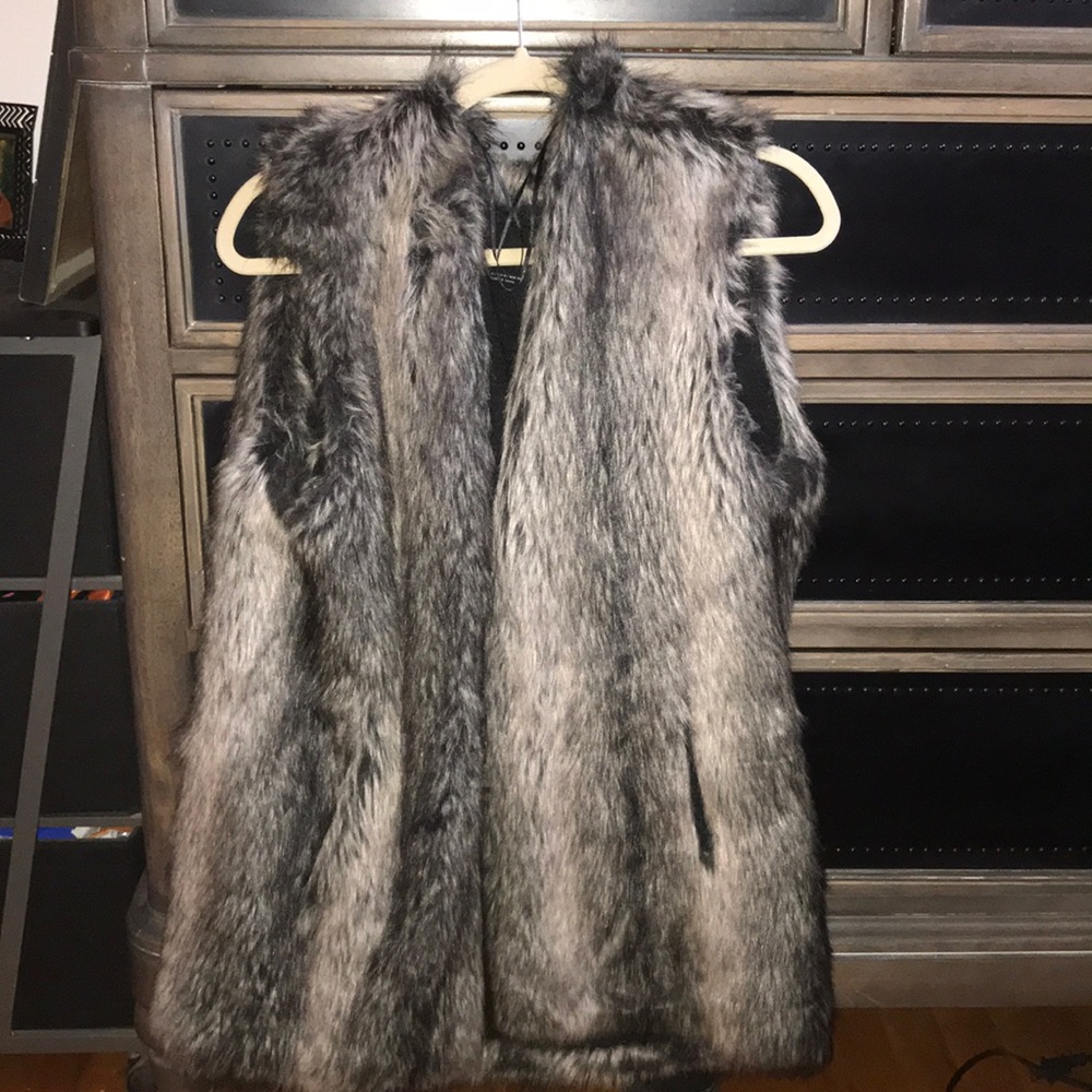 Long Fur Vest With Pockets
